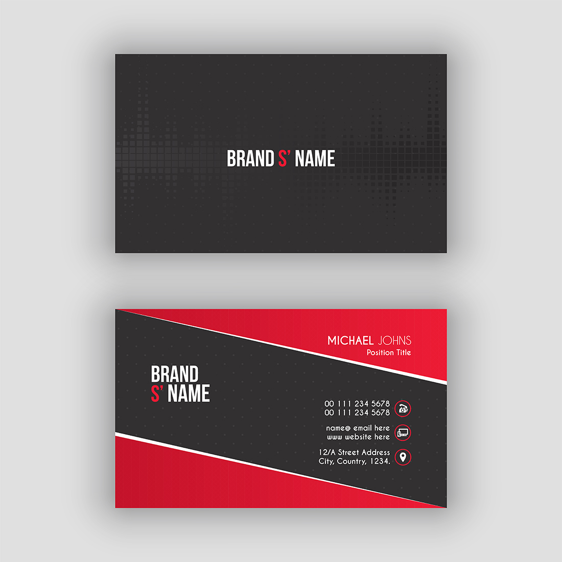 Red Modern Creative Business Card And Name Card Design Template preview image.