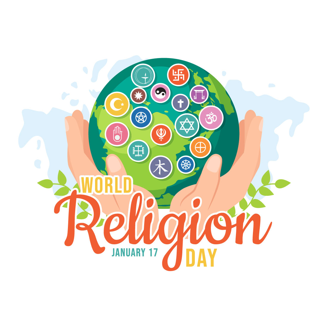 12 World Religion Day Illustration cover image.