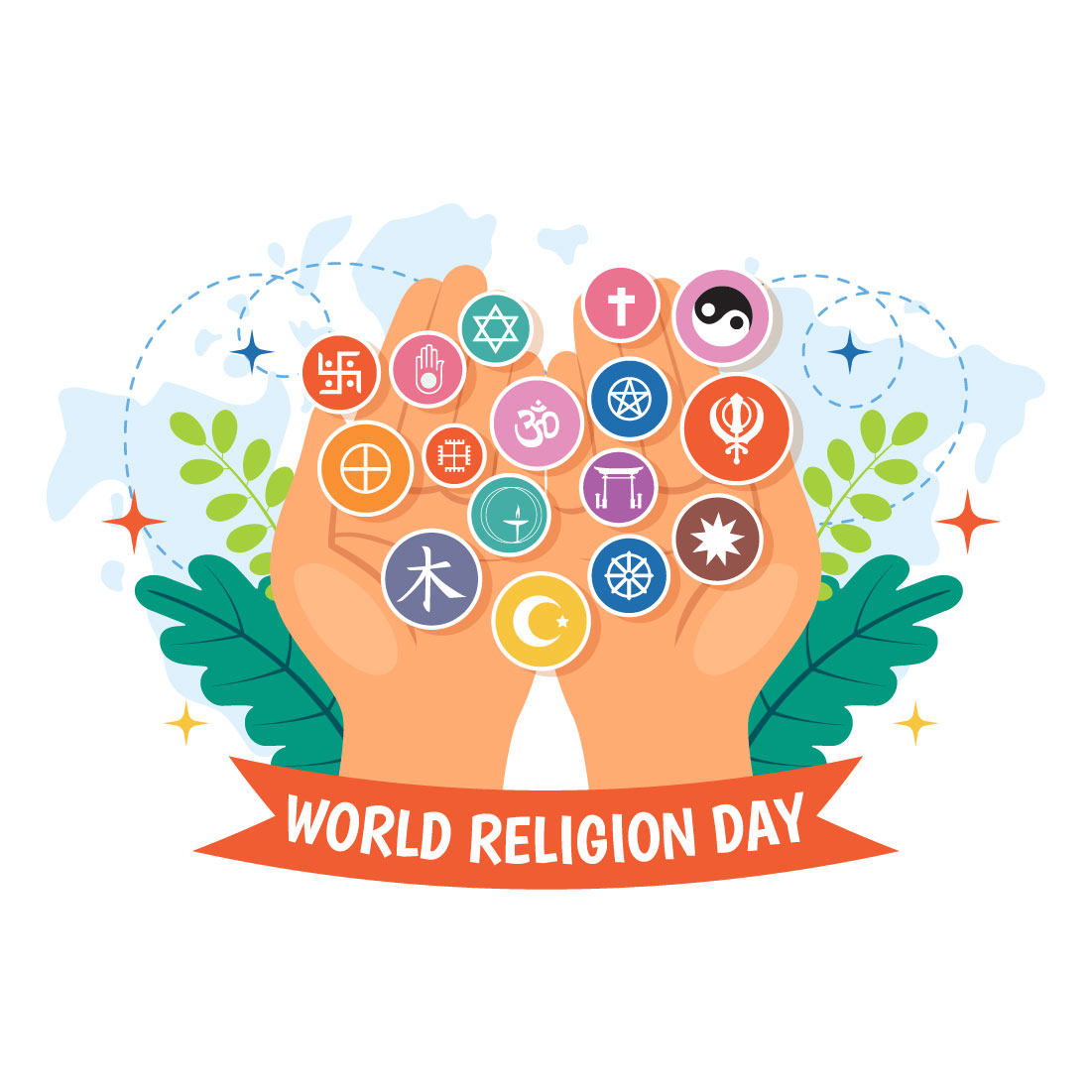 12 World Religion Day Illustration preview image.