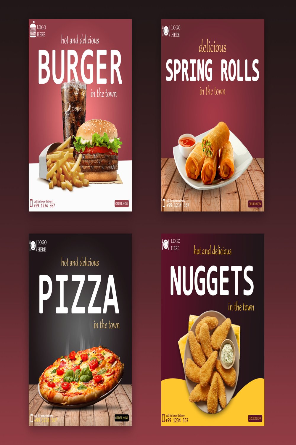 4 FAST FOOD SOCIAL MEDIA POST TEMPLATE pinterest preview image.