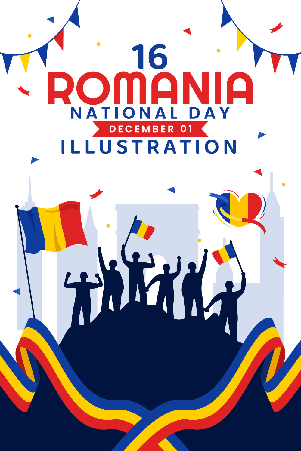 16 Romania National Day Illustration pinterest preview image.