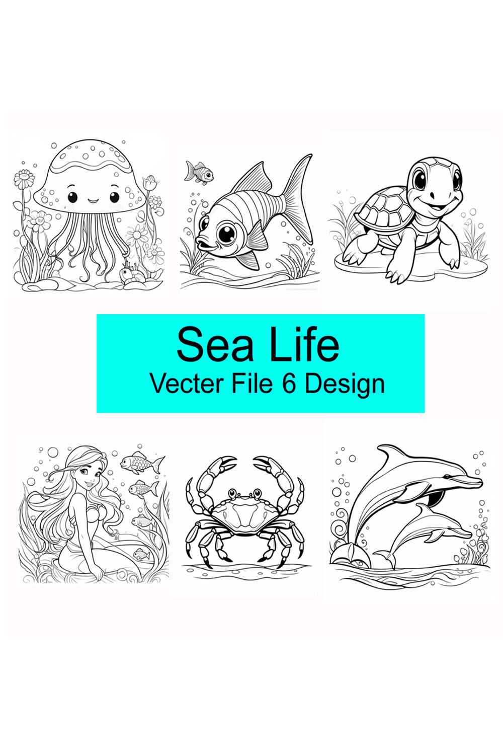 Sea life coloring page pinterest preview image.