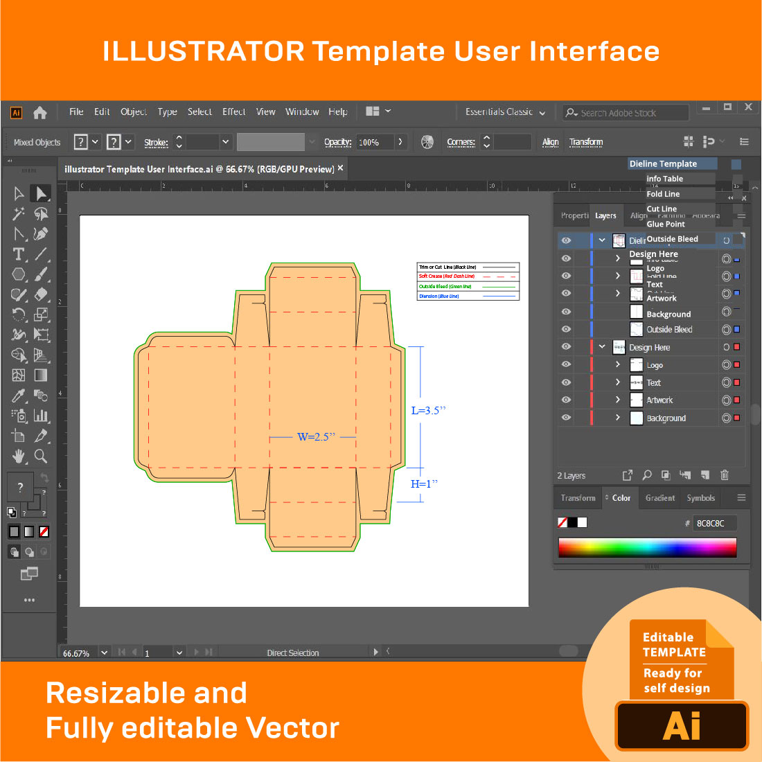 shipping box ectangle box rectangular box dieline template 02 915