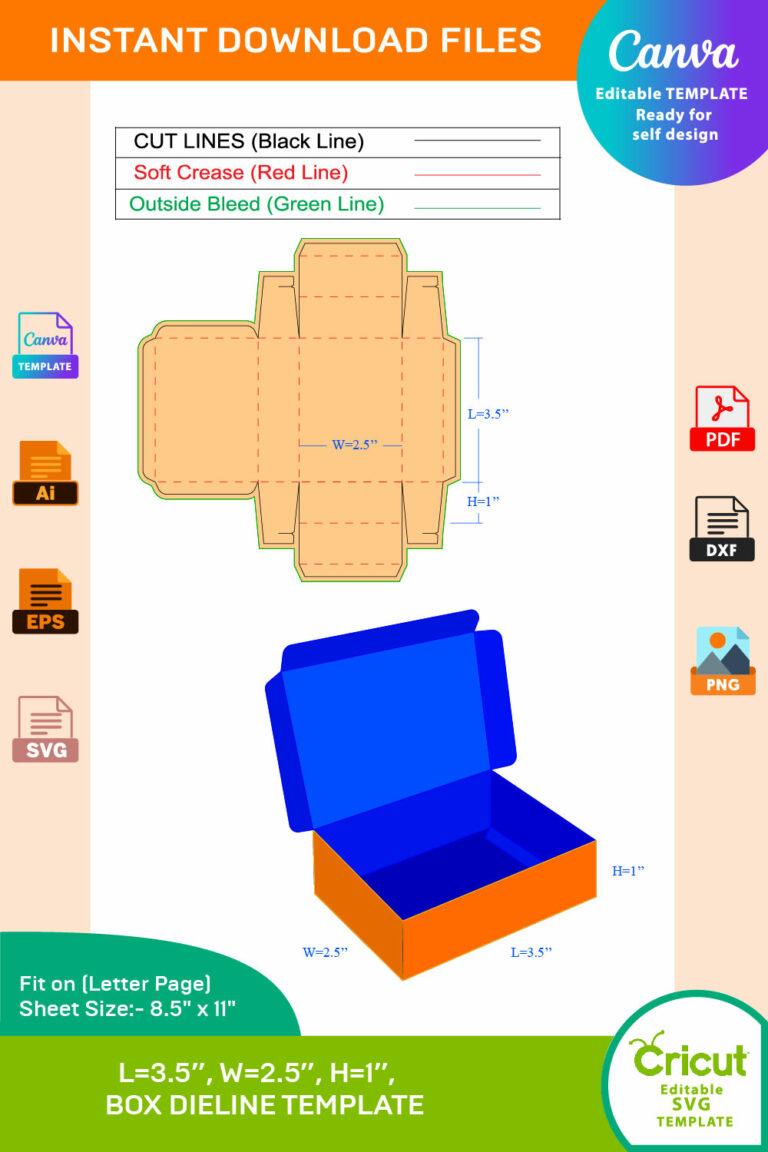 Rectangular Shipping Box or gift box Dieline Template - MasterBundles