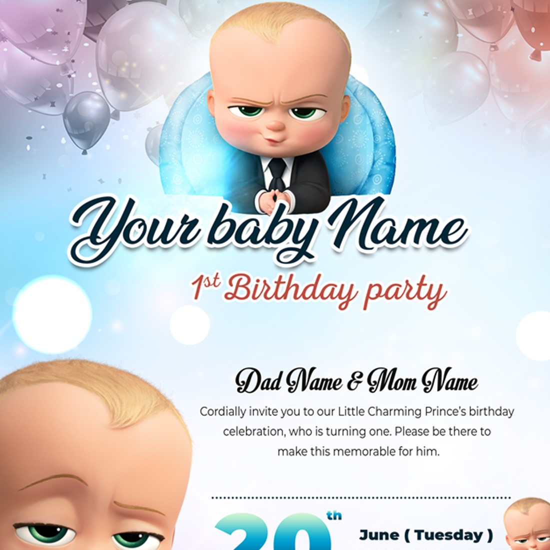 Birthday invitation template preview image.