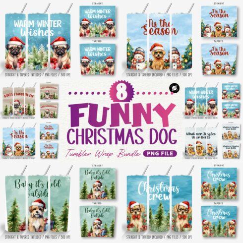 Funny Christmas Dog Tumbler Wrap Bundle cover image.