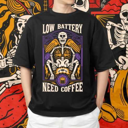 Vintage Coffee Skeleton T-shirt Designs Vector Bundle cover image.