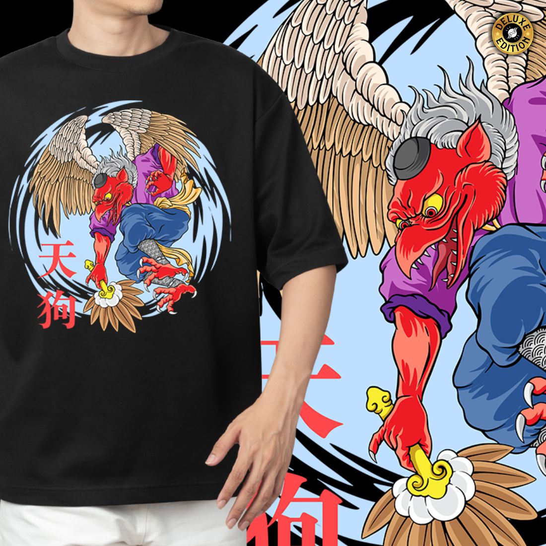 Japanese Creatures T-shirt Designs Bundle Vector and PNG preview image.