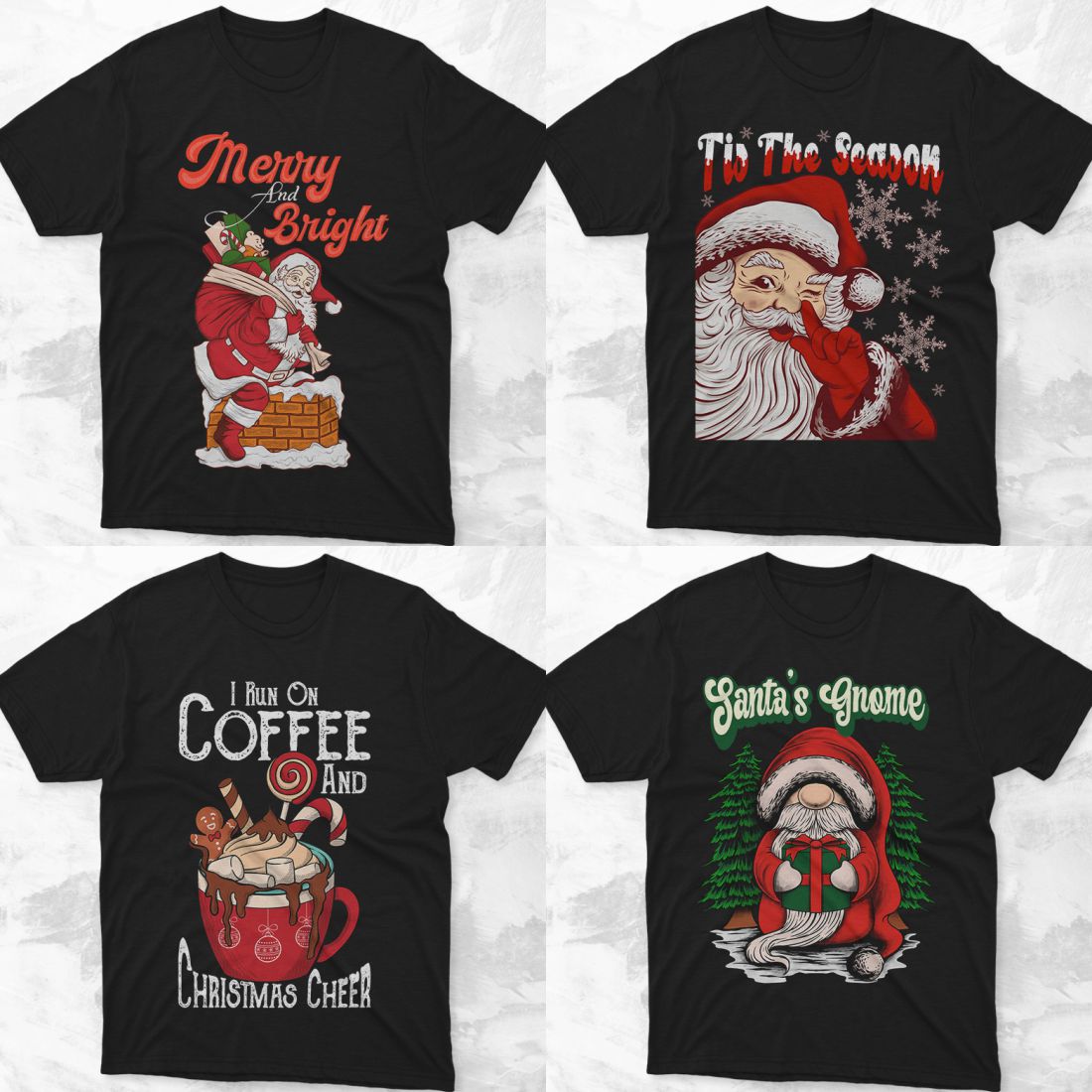 Vintage Christmas Sublimation T-shirt Designs PNG Bundle preview image.