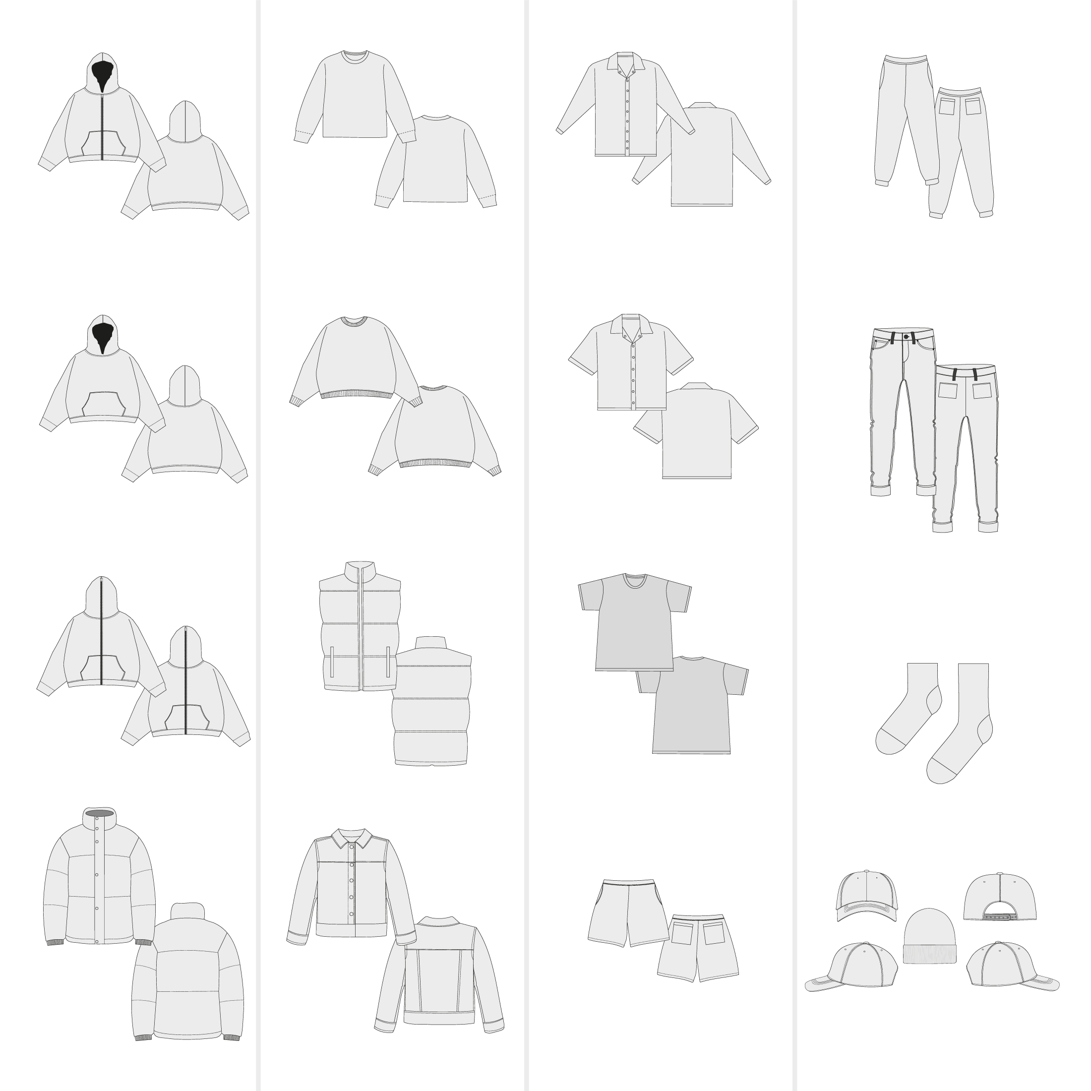 Apparel Vector Mockup Bundle - Fashion Flat Sketch by S.i.