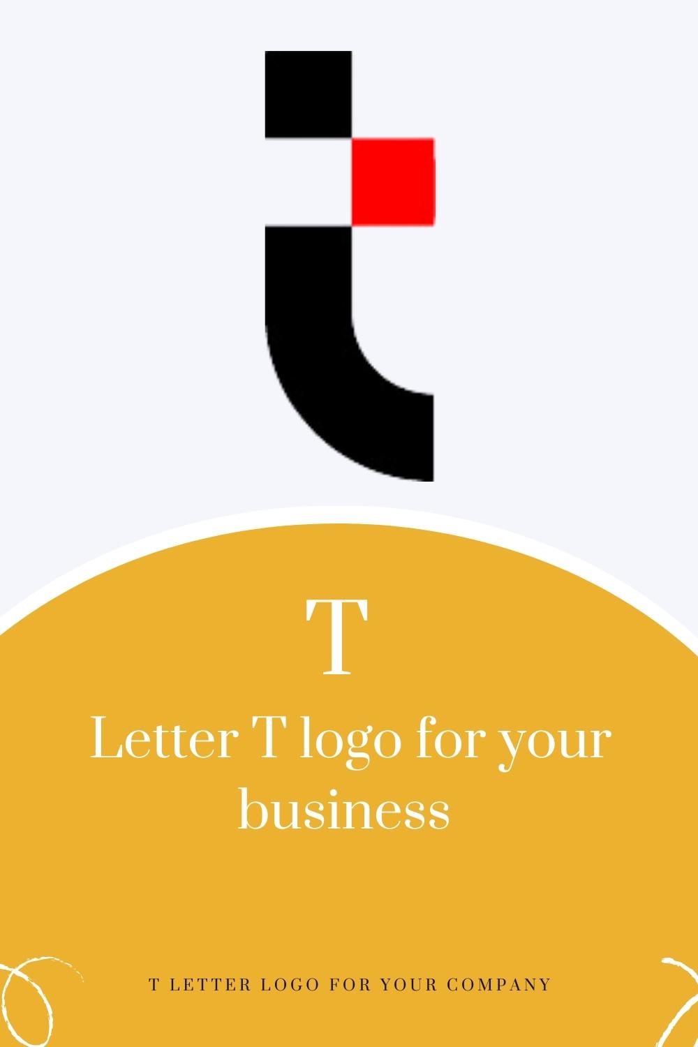 T letter logo design pinterest preview image.