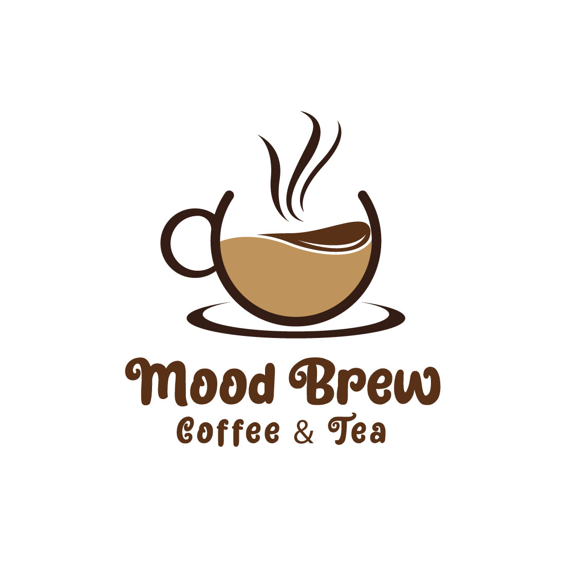 Initial coffee shop logo design vector template preview image.