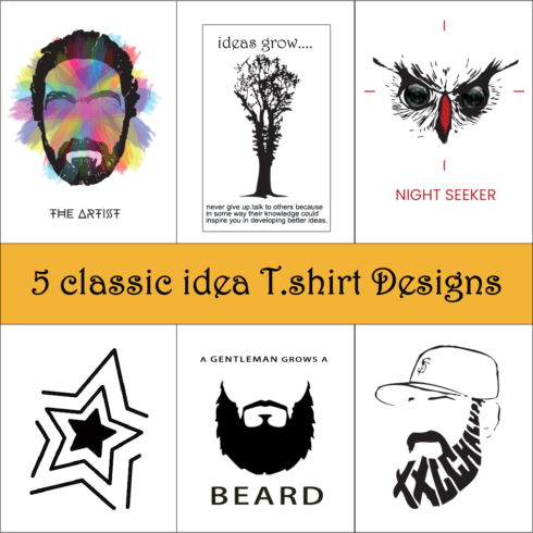 5 classic inspirational idea T-shirt Designs cover image.