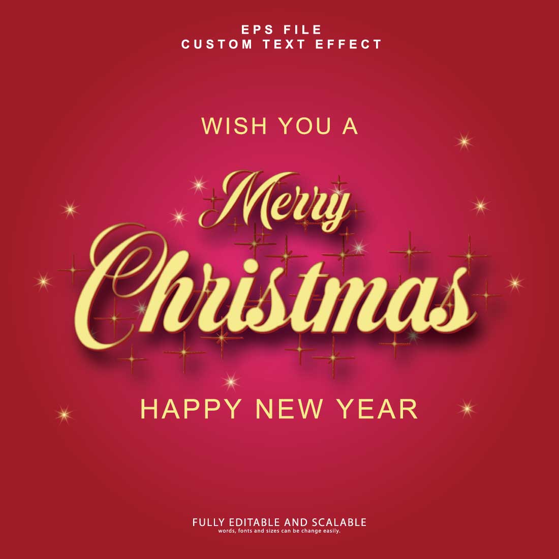 Christmas fully 3d editable text effect preview image.