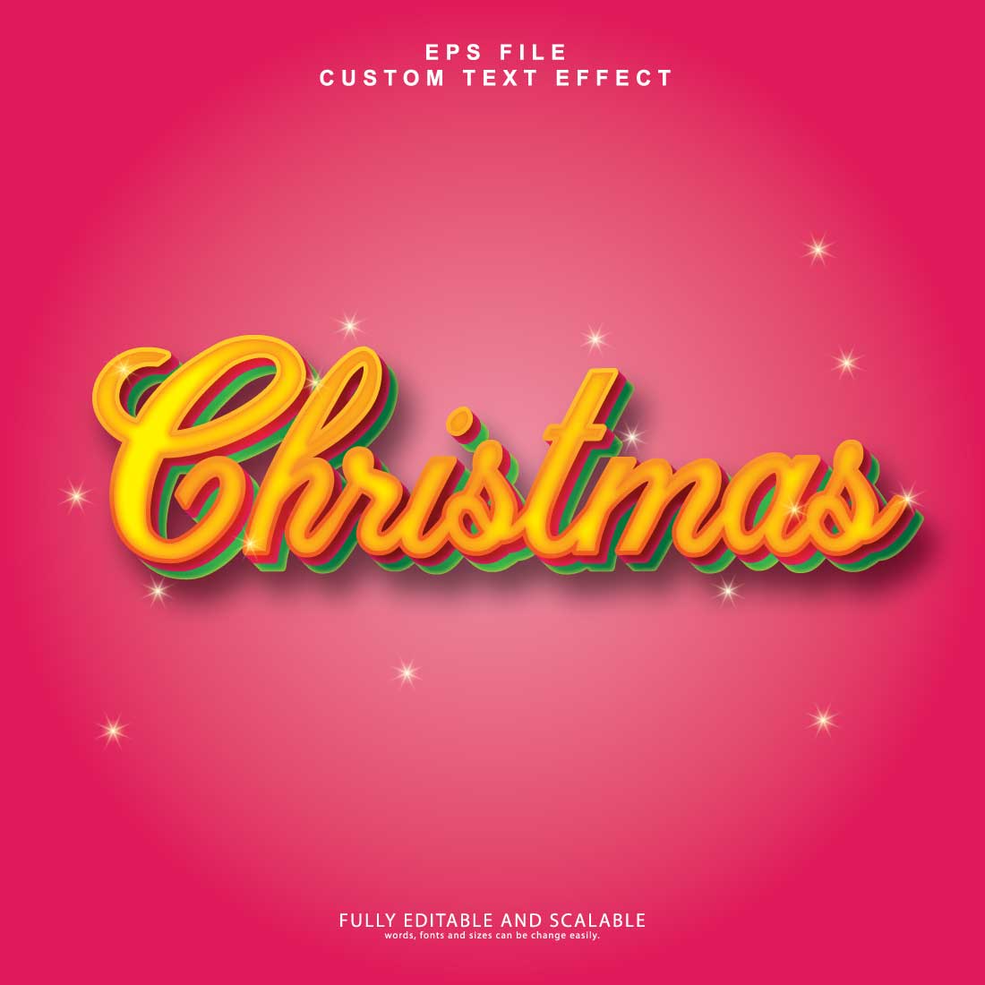 Christmas day 3d editable text effect cover image.