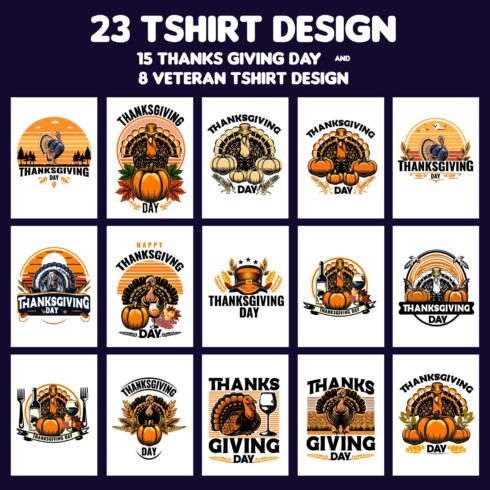 Thanks giving day and Veteran t-shirt design cover image.
