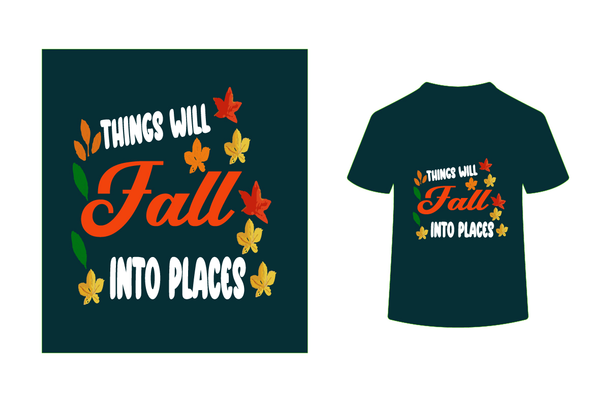 things will fall into places retro fall t shirt design 01 711