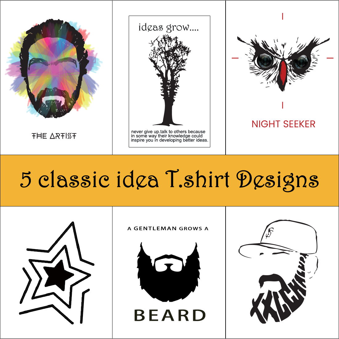 5 classic inspirational idea T-shirt Designs preview image.