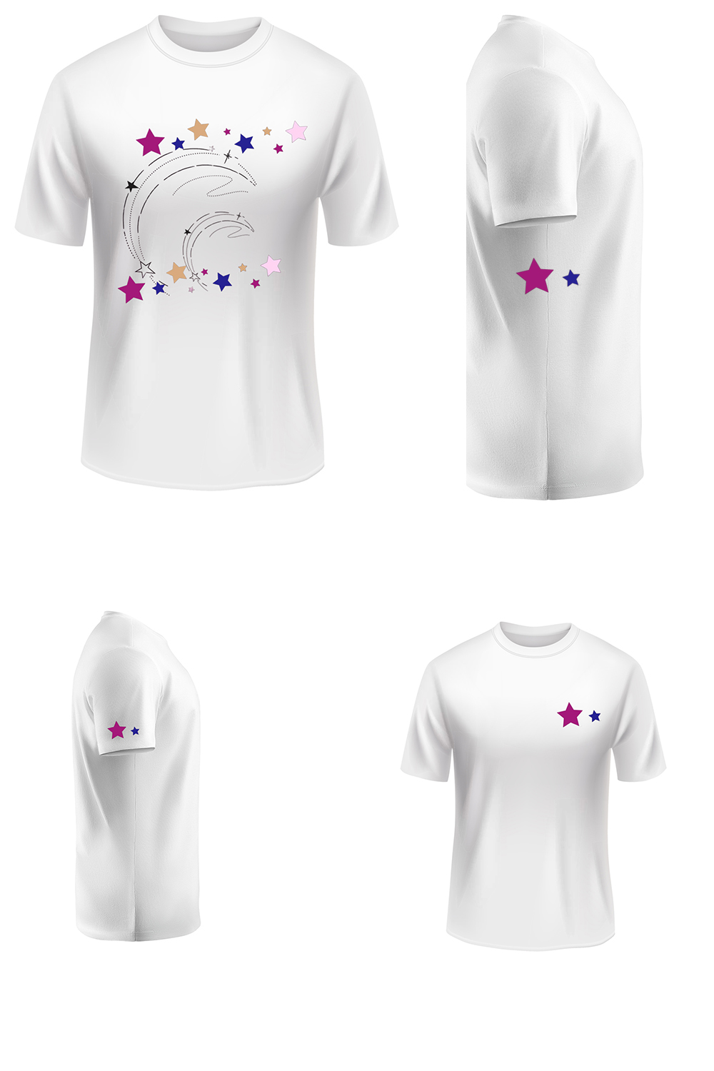 T-shirt design for printing - Moon | Stars pinterest preview image.