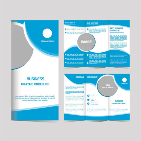 Tri fold brochure Business design template editable and resizable cover image.