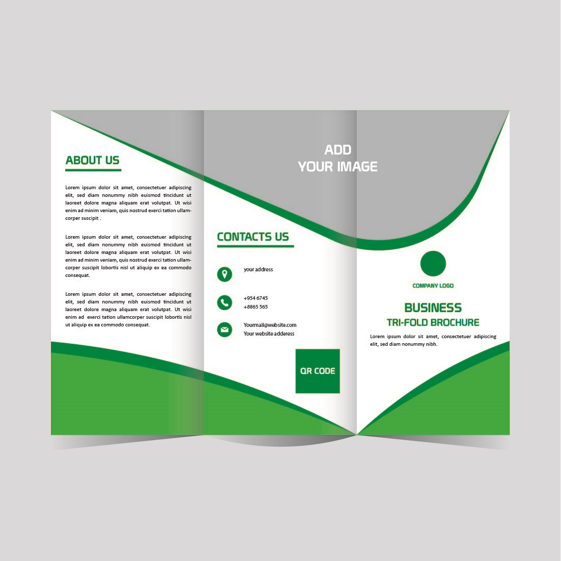 Tri fold business brochure design template preview image.