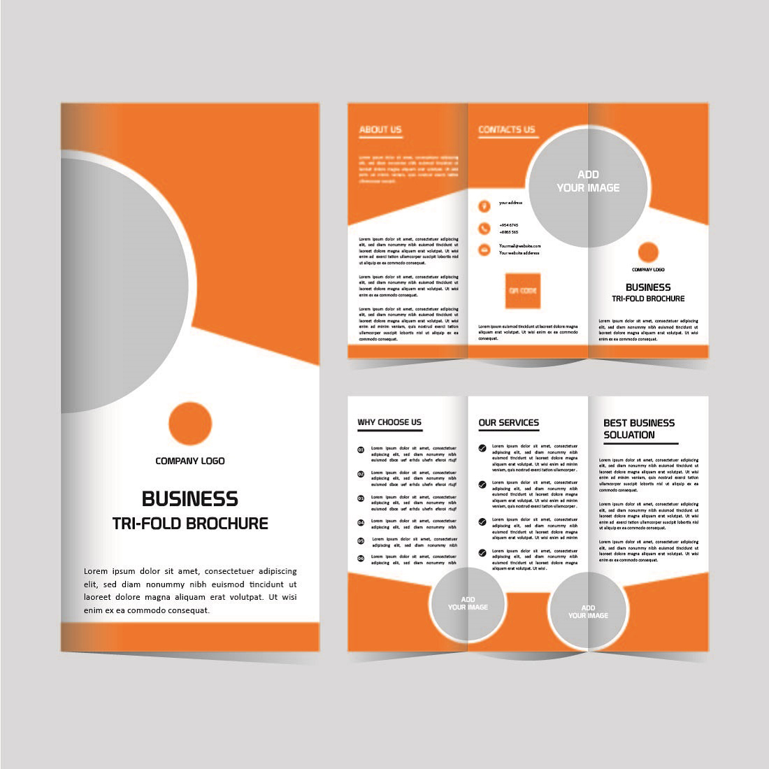 Tri fold business brochure design template editable cover image.