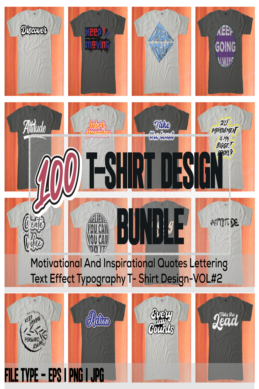 Motivational And Inspirational Quotes Lettering Text Effect Typography T-Shirt Design-#Vol-2 pinterest preview image.