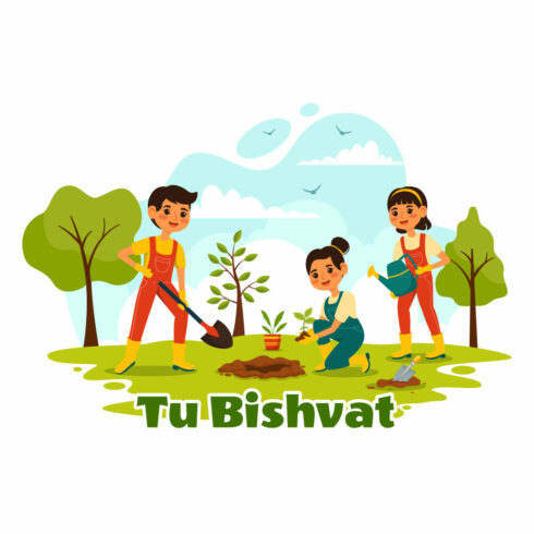 13 Happy Tu Bishvat Illustration cover image.