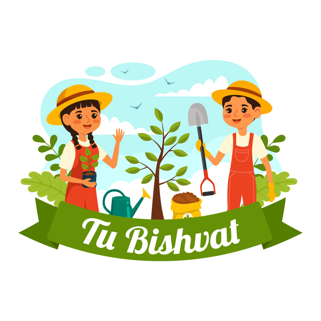 13 Happy Tu Bishvat Illustration preview image.