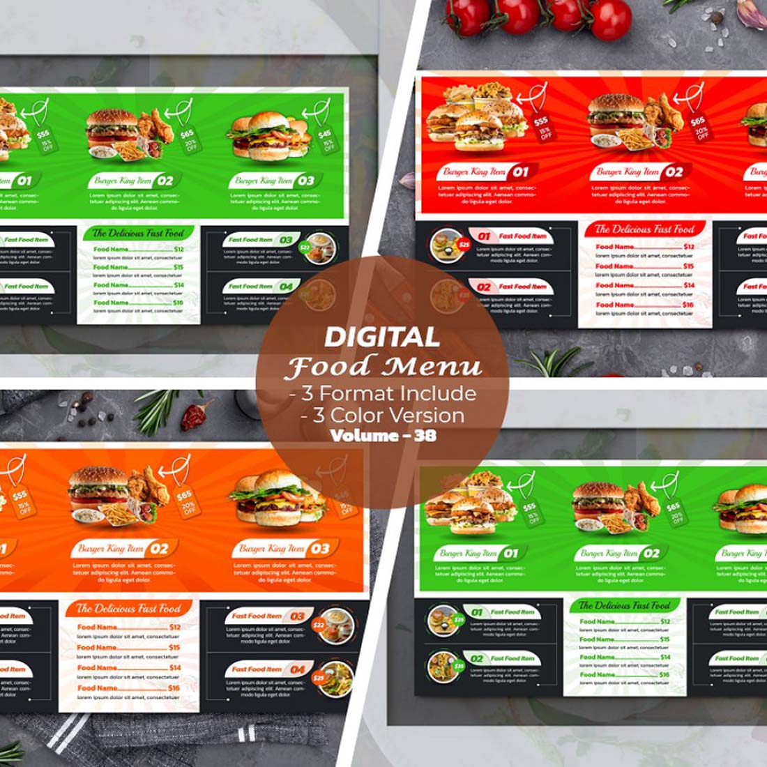 Fast Food Menu Design Template cover image.