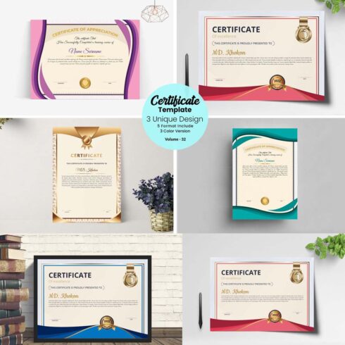 Luxury Certificate Template V-32 cover image.