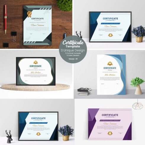 Luxury Certificate Template V-39 cover image.