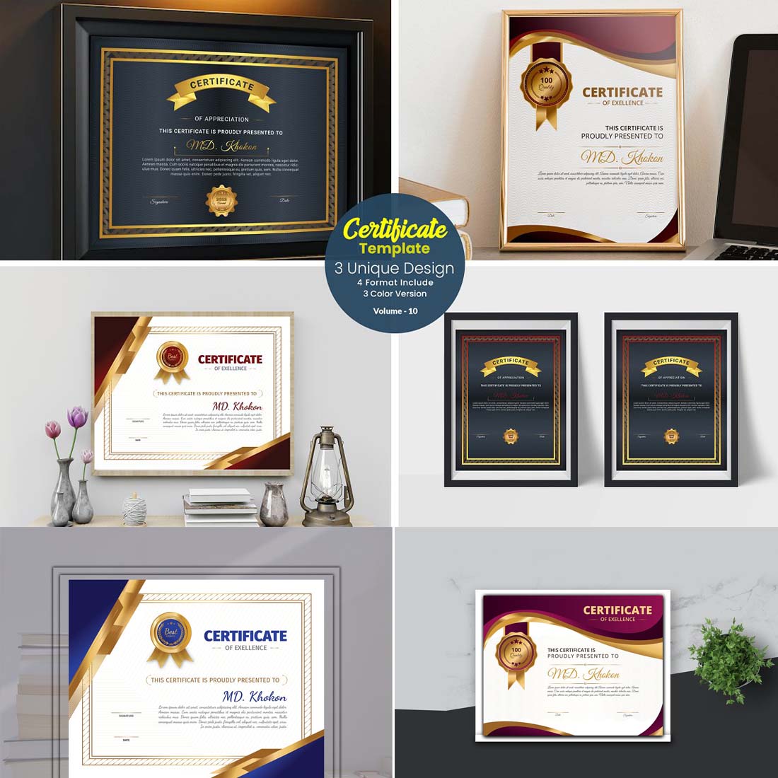 Modern Certificate Design Template V-10 cover image.