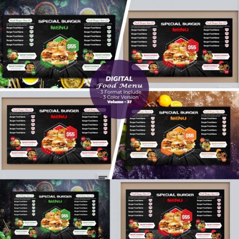 Digital Food Menu Design Template V-37 cover image.