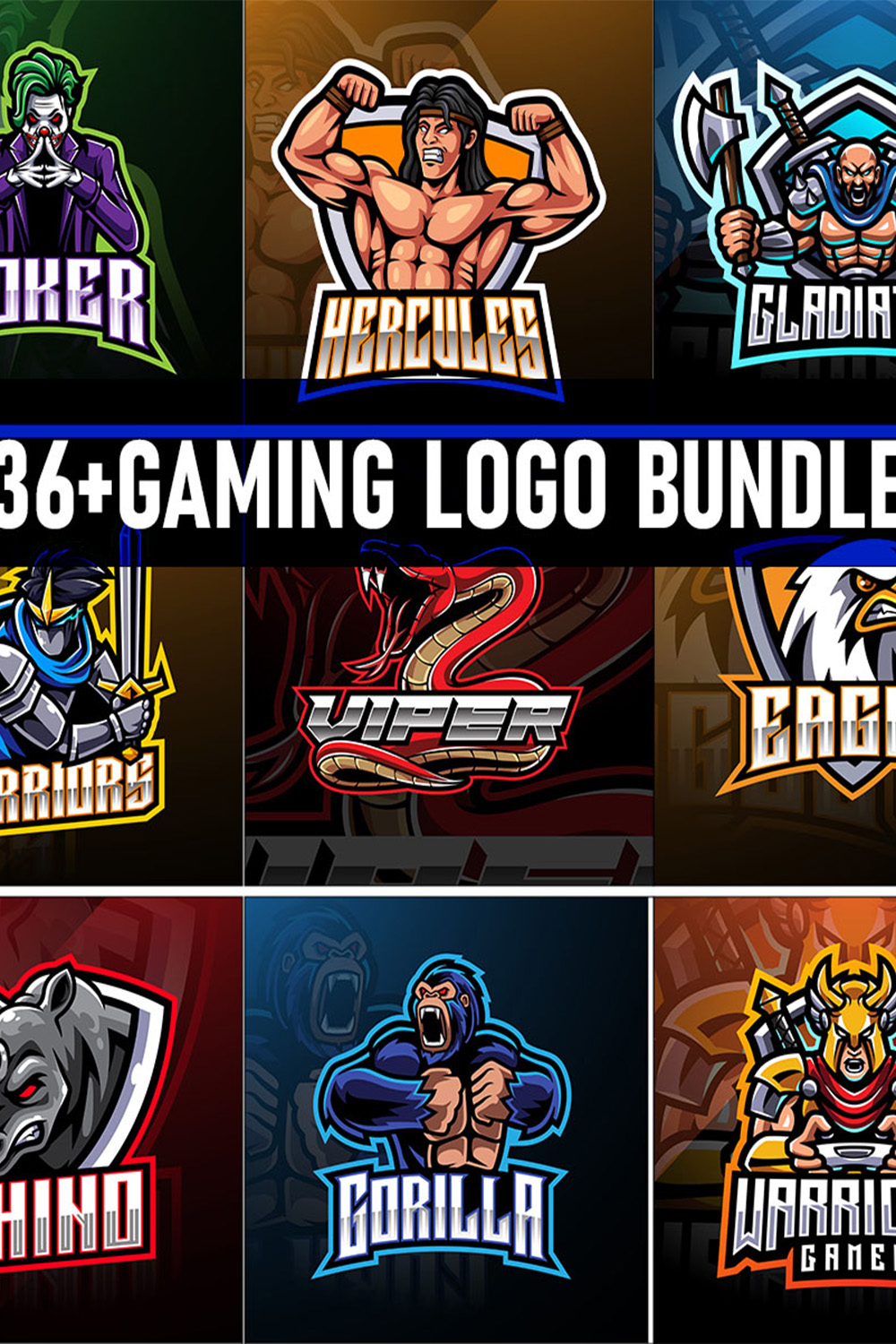 36+ Gaming Logo Bundle pinterest preview image.