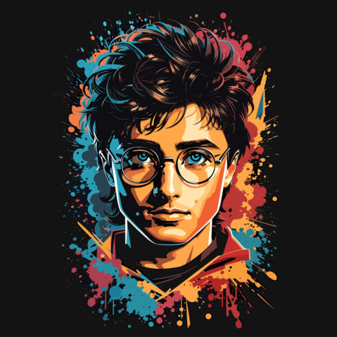 Harry Potter Graphic design t-shirt London street colorful tones highly detailed clean vector image flat design cover image.