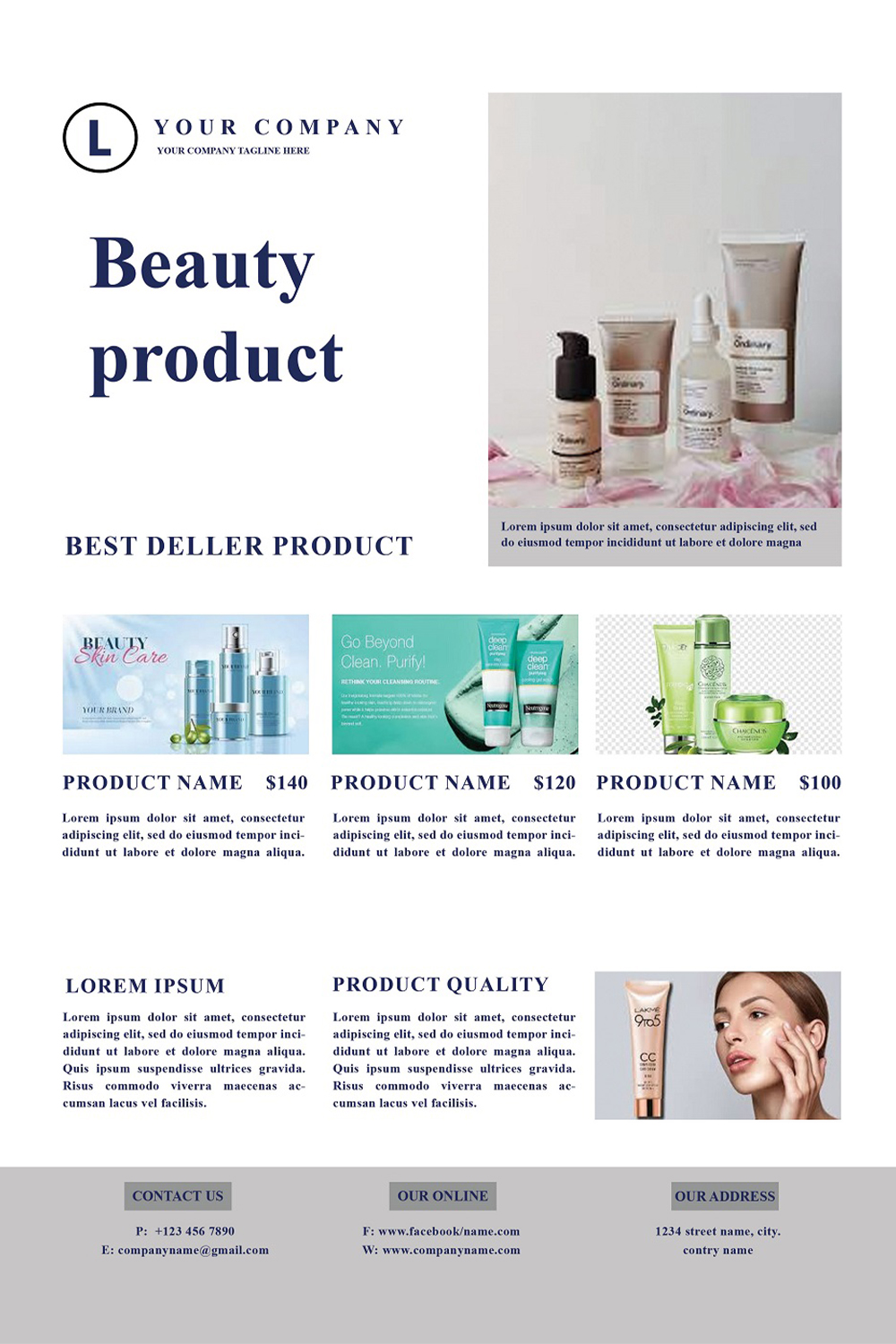 Product flyer design template pinterest preview image.