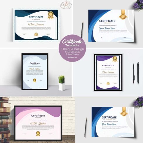 Modern certificate template cover image.