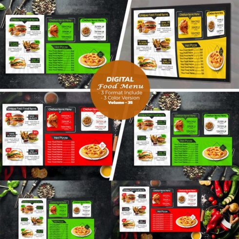 Digital Food Menu Design Template V-35 cover image.