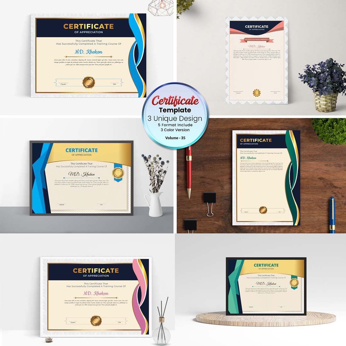 Multipurpose Certificate Template V-35 cover image.