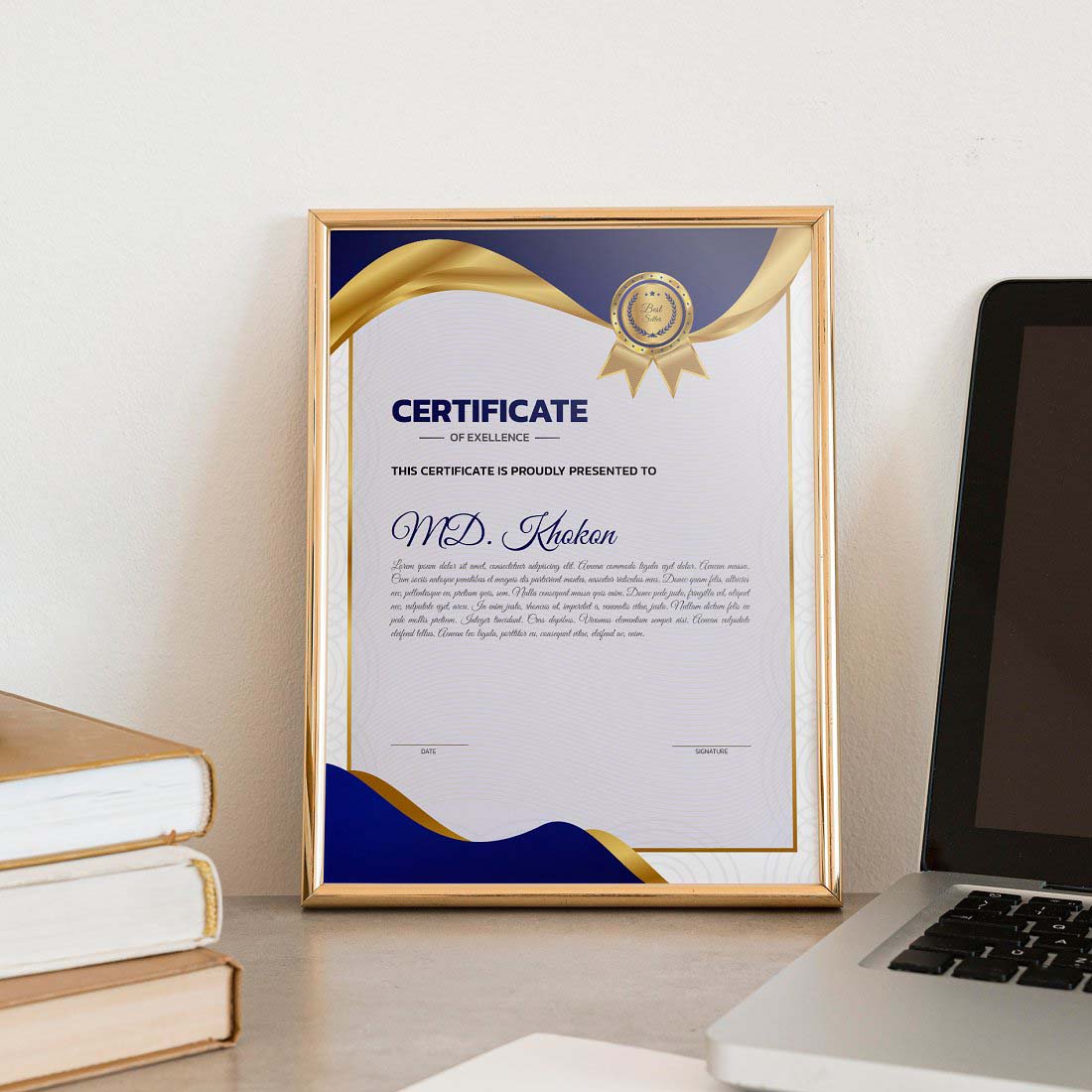 Simple Certificate Design Template preview image.