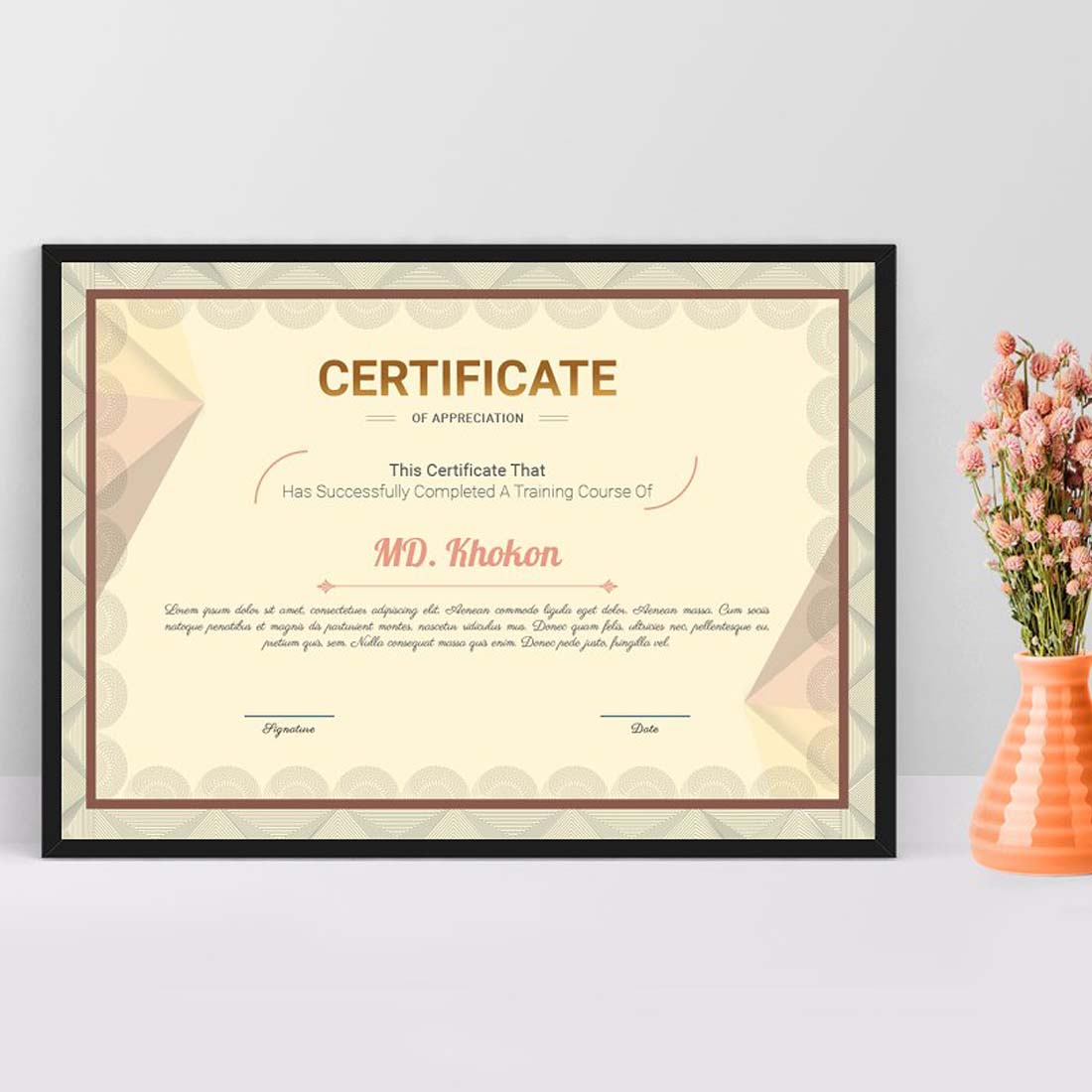 Elegant Diploma Certificate Template preview image.