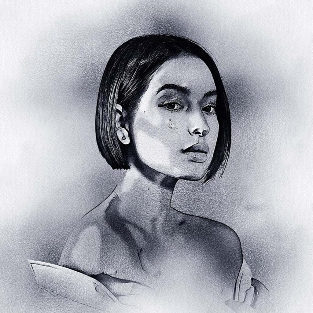 Someone Drawing Example Realistic Pencil Drawing Action - MasterBundles