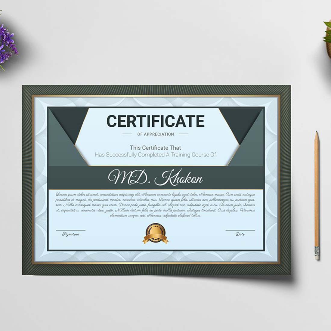 Luxury Certificate Template preview image.