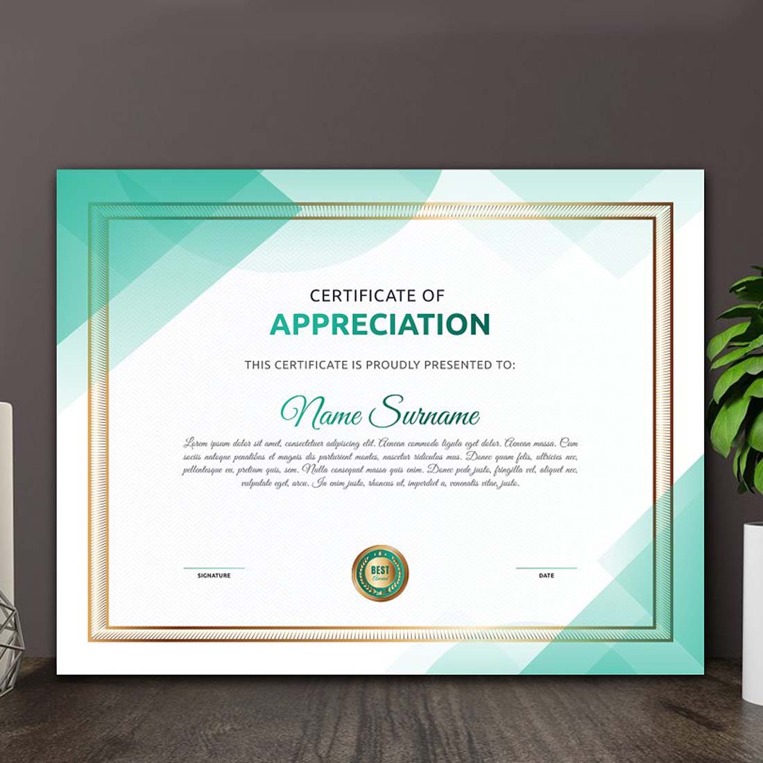 Abstract Certificate Template Design preview image.