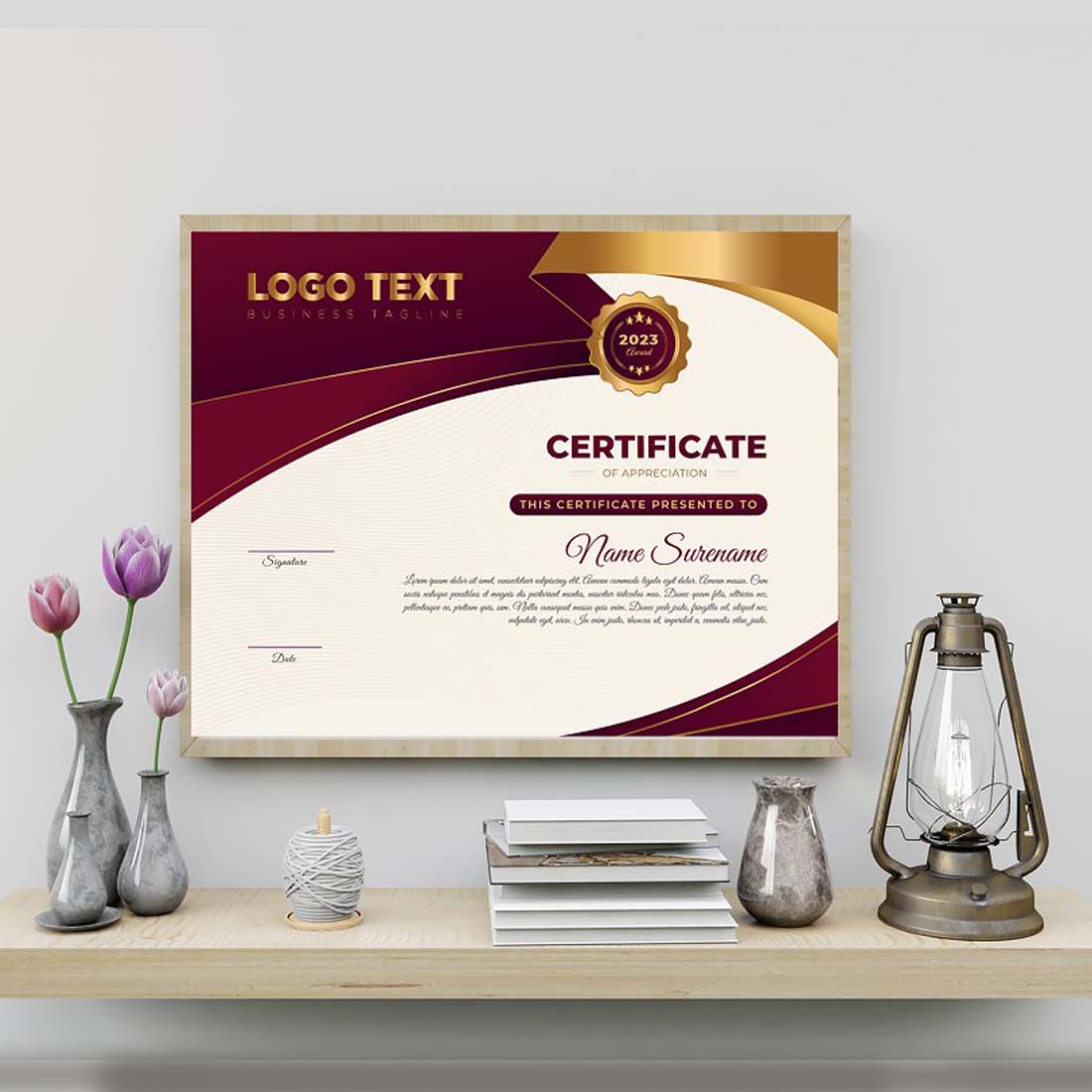 Luxury Design Certificate Template preview image.