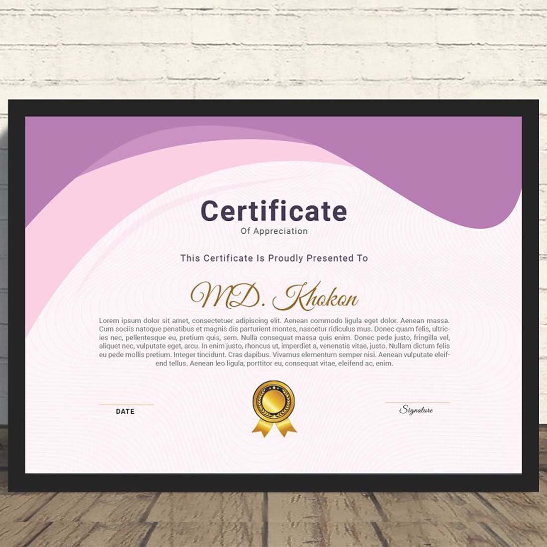 Modern certificate template preview image.