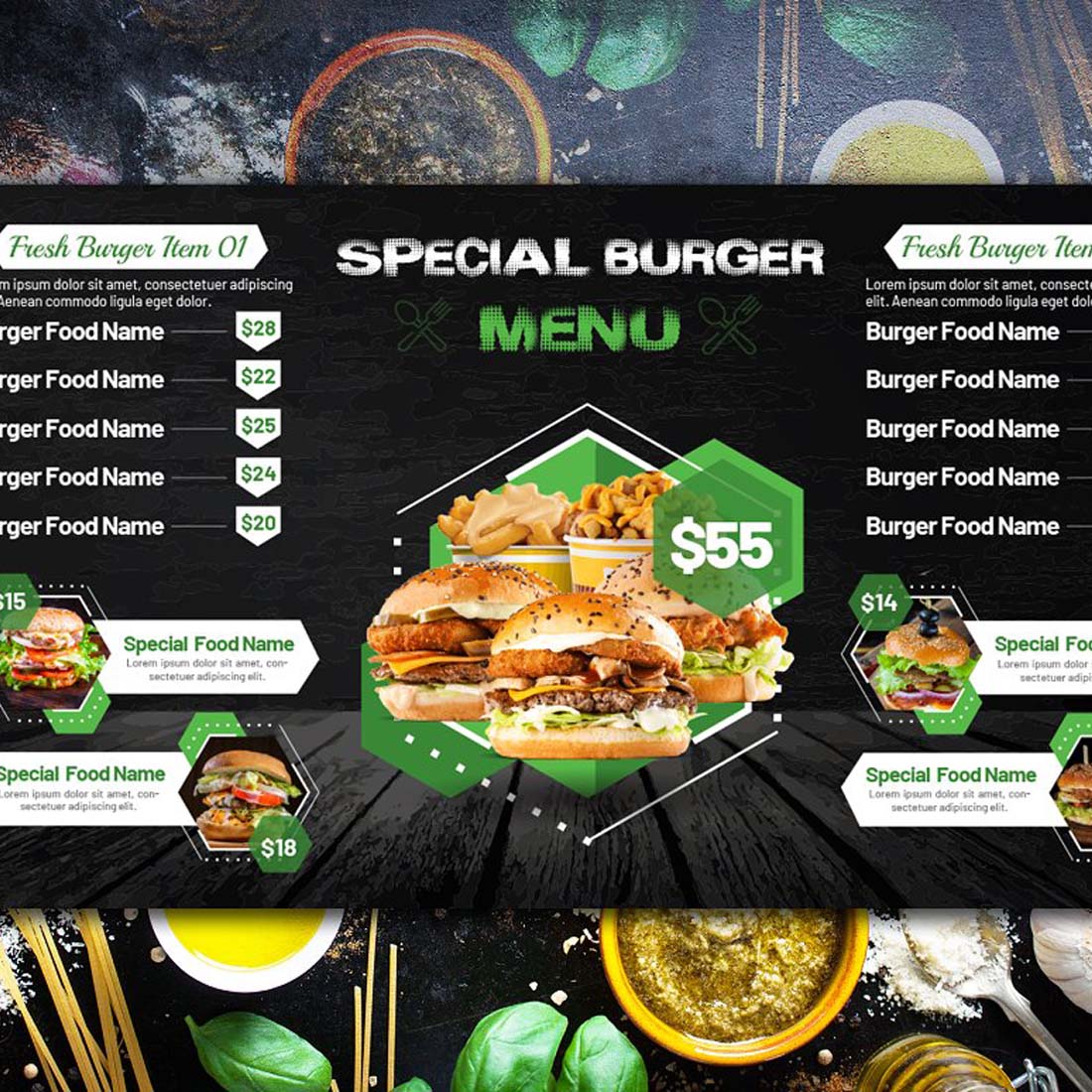 Digital Food Menu Design Template V-37 preview image.