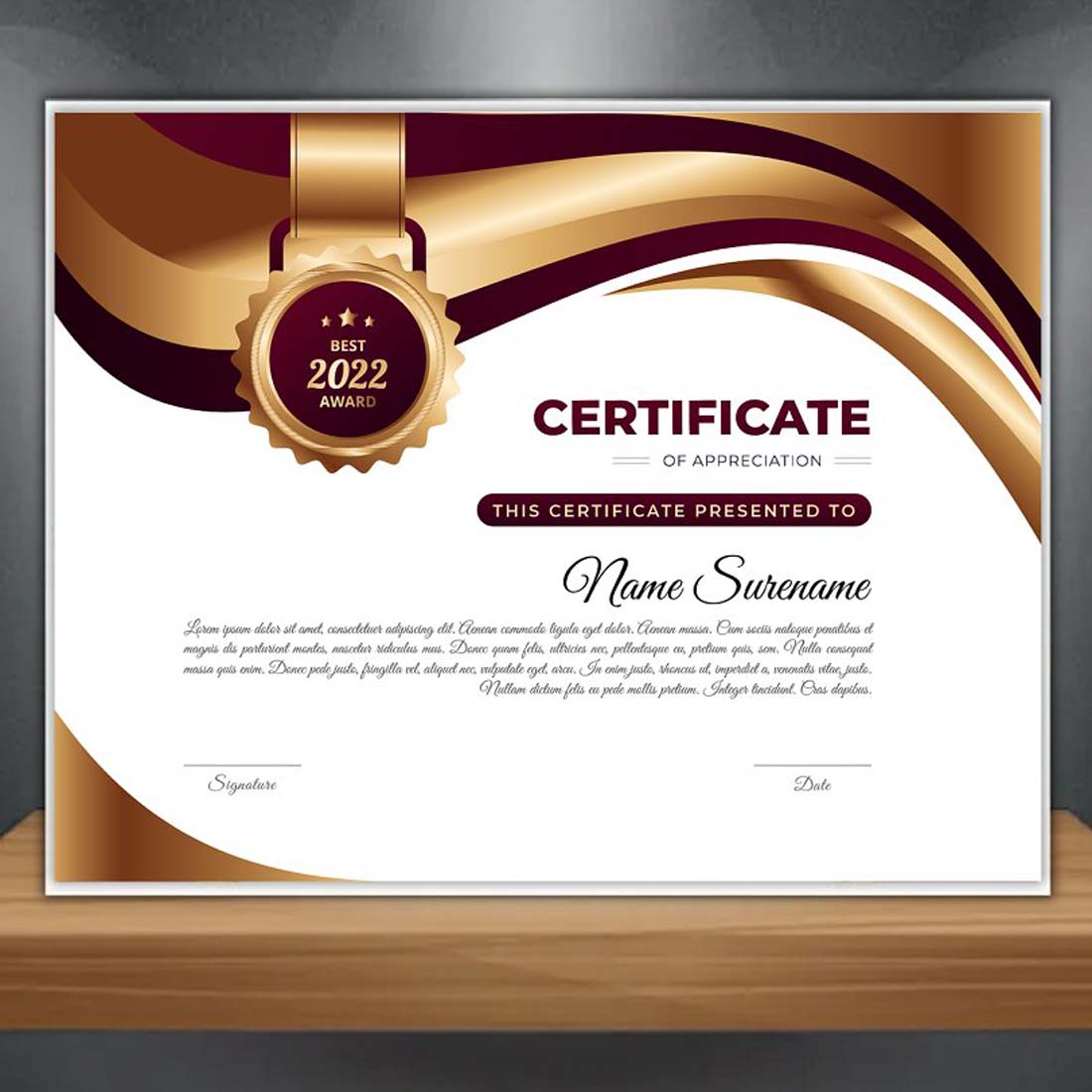Creative Certificate Design Template V-16 preview image.