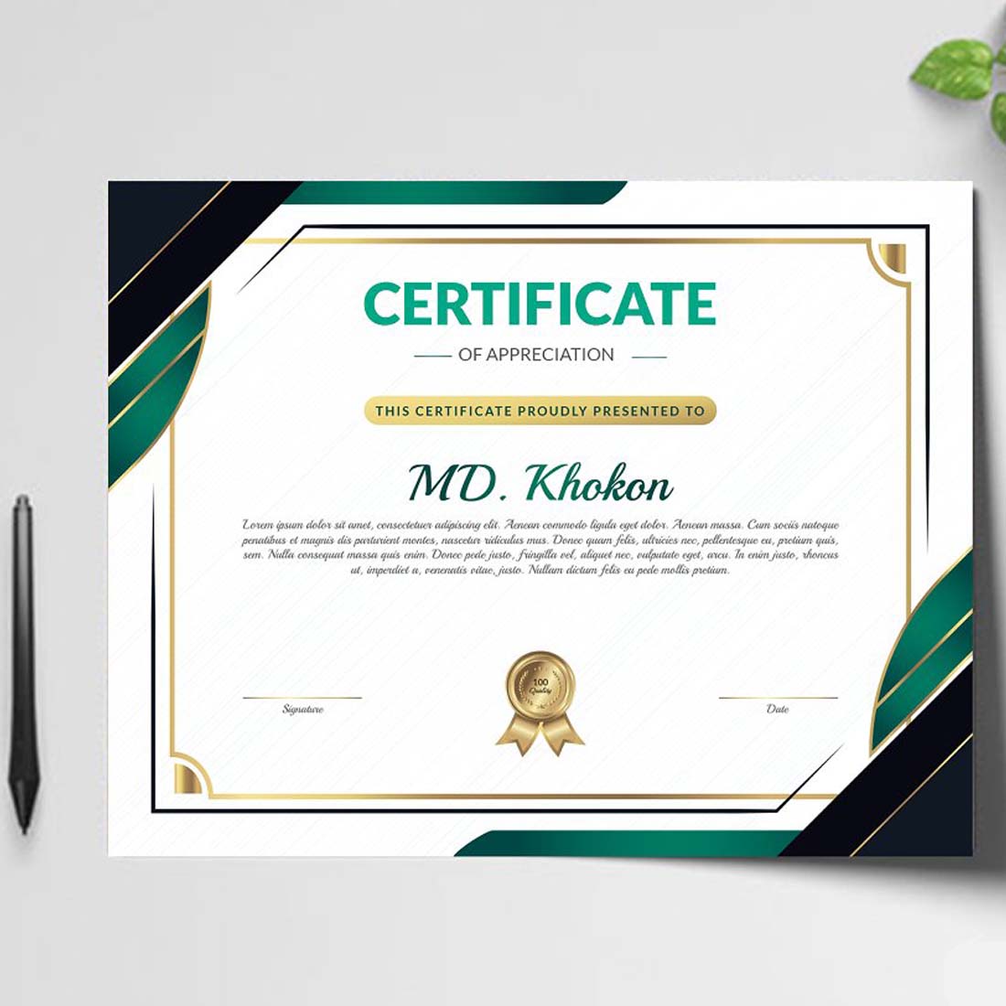 Abstract Certificate Template Design V-21 preview image.